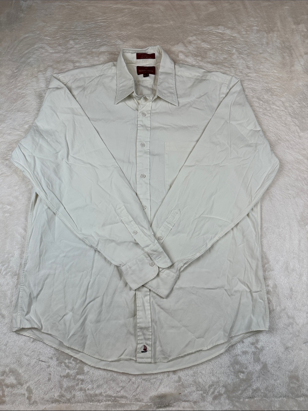 Nordstrom Size 16.5 Off-White Long-Sleeve Button-Up Dress Shirt | Business
